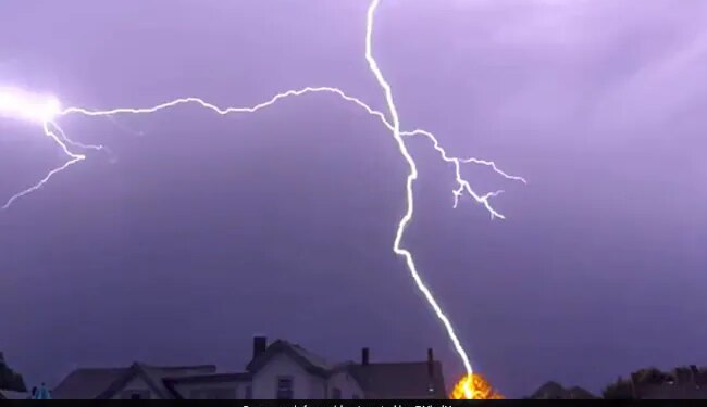 Lightning Bolt Strikes 500 Foot Away From US Family Horrifying Sight Caught On Camera
