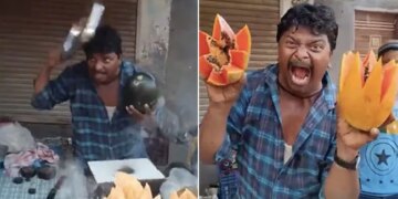 A Fruit-seller Unique Style Of Selling Fruits Makes His Video Viral On Internet
