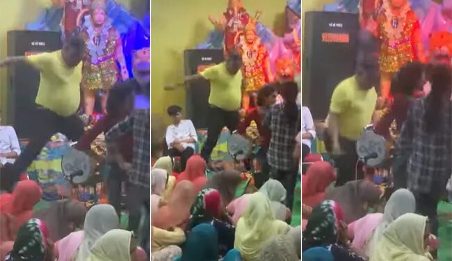 Funny Video: Viral Video Of Man Playing The Dhol In A Fun Way In Bhajan Kirtan