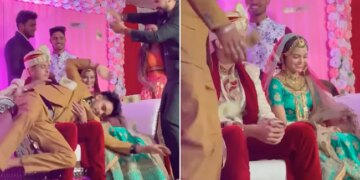 Man Fell On Bride Lap Groom Get Angry Then What Happened Next Watch Funny Wedding Video