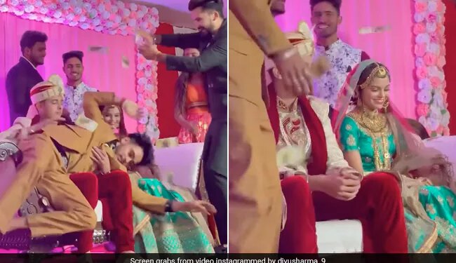 Man Fell On Bride Lap Groom Get Angry Then What Happened Next Watch Funny Wedding Video