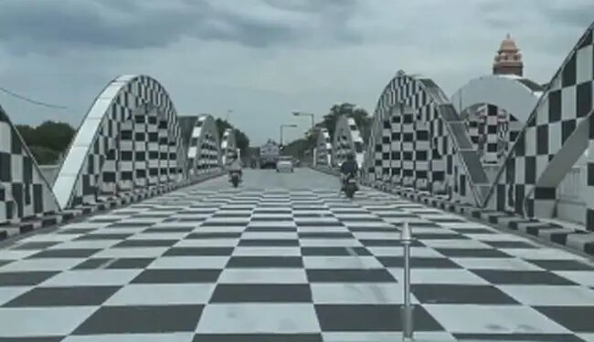 Trending Video: TamilNadu Napier Bridge Painted Like A Chess Board Ahead Of Olympiad