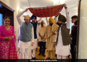 Bhagwant Mann Wedding Photos Raghav Chadha Shares Photos Of Punjab Cm Wedding On Twitte