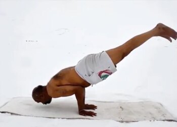 Surya Namaskar Of ITBP Himveer At An Altitude Of 18 Thousand Feet, A Little Closer To The Sun On White Ground