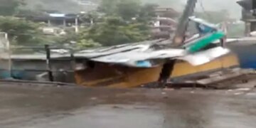 Himachal Pradesh Cloud Burst Abandoned Shop Collapsing During Flash Floods In Kullu Watch Hair Raising Video