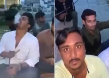 प्रयागराज में गंगा नदी के बीच में नाव पर हुक्का पीते और चिकन पकाते युवाओं का वीडियो वायरल