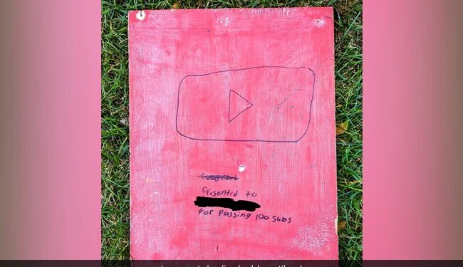 Wooden Play Button Gifted By Friends On The Joy Of Becoming 100 Subscribers On YouTube