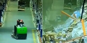 Trending Video: Driver Fell Asleep Sitting In The Mini Crane Shocking Clip Goes Viral On Social Media