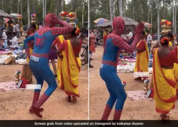Spider Man Dancing At A Marketplace In West Bengal Leaves Internet In Splits Watch Viral Video