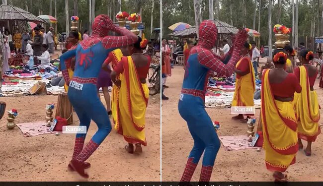 Spider Man Dancing At A Marketplace In West Bengal Leaves Internet In Splits Watch Viral Video