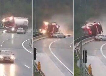 Dangerous Accident Between Car And Truck Video Viral On Social Media