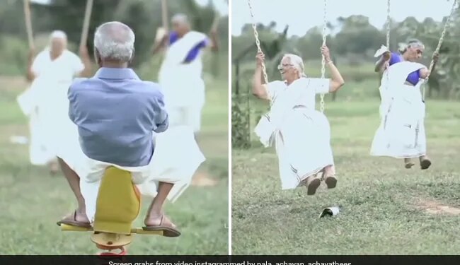 Senior Citizens Having Fun Swinging In The Park Like Children Viral Video Wins Heart