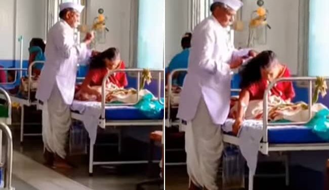 Viral Video Of Husband Wife Where Husband Is Taking Care Of Sick Wife