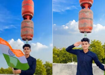 Trending Video: Tricolor In Hands And 2 Heavy Gas Cylinders On Top Of Head Video Viral