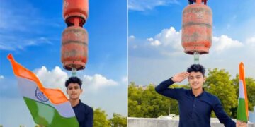 Trending Video: Tricolor In Hands And 2 Heavy Gas Cylinders On Top Of Head Video Viral