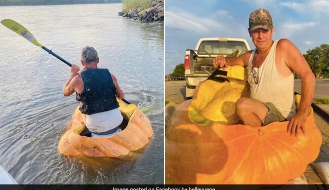 OMG: Man Sets World Record By Traveling 61 Km In Pumpkin Boat