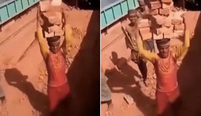 You Will Get Tired Of Counting The Bricks Placed By This Man On His Head Netizens Said He Is Brikendra Bahubali – इस आदमी के सिर पर रखीं ईंटें गिनते गिनते थक जाएंगे आप, नेटिजंस बोले