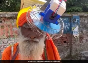 Jugaad Video Baba Wearing Solar Powered Helmet With Fan Internet Says What An Idea Sir Ji Watch Viral Video