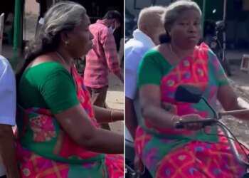 Aunty Made Uncle Ride A Bike, 41 Lakh People Saw This Love, Video Went Viral
