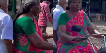 Aunty Made Uncle Ride A Bike, 41 Lakh People Saw This Love, Video Went Viral
