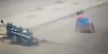 Helmet Saved The Mans Life Twice, The Car Hit Him Then The Electric Pole Fell, Watch The Video