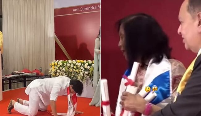 During The College Convocation Ceremony The Student Did Such A Strange Act In Front Of The Teacher