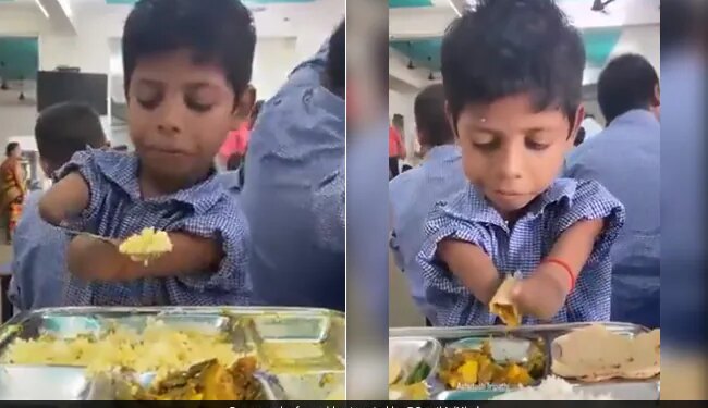Swati Maliwal Shares Video Of Specially Abled Boy Using His Arms To Eat Food With Spoon Internet Is Inspired Watch Here