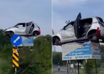 Madhya Pradesh Alerts About Traffic Accidents Strange Warning Of Jabalpur Police Went Viral On Social Media | Police In MP Uses Crashed Car To Warn Drivers Against Breaking Traffic Rules