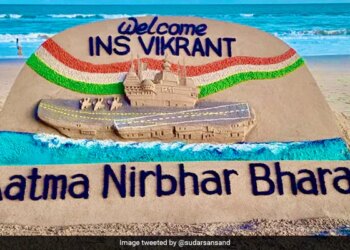 Sudarshan Patnaik Welcomed First Indigenous Aircraft Carrier INS Vikrant Created Beautiful Artwork Watch Video