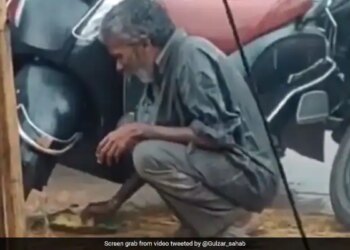 Man Eating Food Sitting On The Roadside Amid Heavy Rains Heartbreaking Video Goes Viral