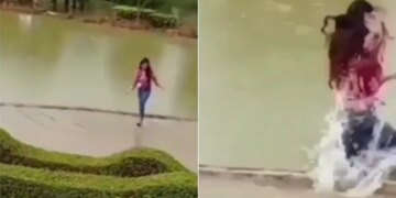 Video Of A Girl Dancing In The Rain Falling Viral On Social Media | Girl Perform Dance On Park While Raining Suddenly She Fell Down