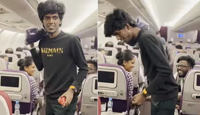 Viral Video: Hawker In Flying Plane Tried To Sell Goods In A Funny Way | Hawker Viral Video Hawker Suddenly Came Flying Flight