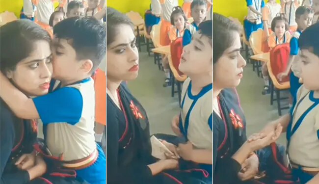 Teacher Student Video: Teacher Got Angry With Student Behaviour | School Kid Promosing Not To Repeat Mistakes In Front Of Teacher Video Goes Viral On Social Media