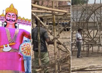 Muslims Involved In Making Dasara Ravan Statue: Up Muslim Man Making Effigies Of Ravana In Ramleela Agra On Dussehra | Agra Muslim Artisans Are Making Effigies Of Ravan Meghnad And Kumbhkarn On Ramleela