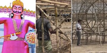 Muslims Involved In Making Dasara Ravan Statue: Up Muslim Man Making Effigies Of Ravana In Ramleela Agra On Dussehra | Agra Muslim Artisans Are Making Effigies Of Ravan Meghnad And Kumbhkarn On Ramleela