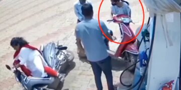 Funny Viral Video Captured In Petrol Pump Cctv Footage Girl Scooty Incident | Girl Scooty Incident At Petrol Pump Video Goes Viral On Social Media