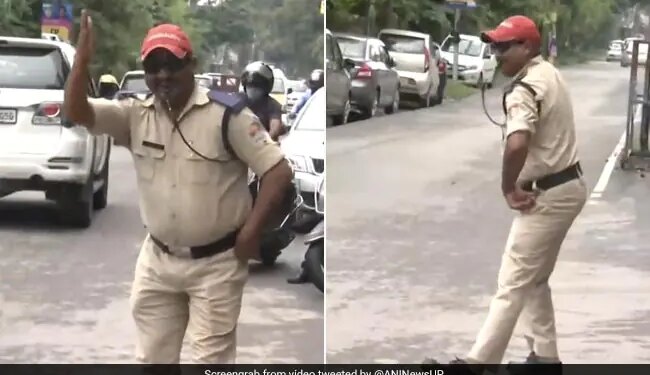 Dehradun Cop Controls Traffic With His Dance Moves In Unique Way Watch Viral Video