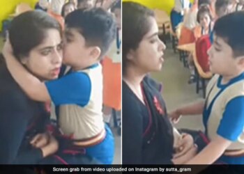 Viral Video Little Boy Kissing On Teacher Cheeks When She Was Angry Cute Video Viral