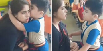 Viral Video Little Boy Kissing On Teacher Cheeks When She Was Angry Cute Video Viral