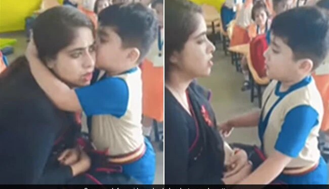 Viral Video Little Boy Kissing On Teacher Cheeks When She Was Angry Cute Video Viral