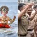 Maharashtra Policemen Dance After Ganpati Immersion In Kolhapur | Maharashtra Police Man Dance On Ganpati Visarjan | Cops Dancing In Ganesh Visarjan | Kolhapur Police Dance In Ganesh Immersion