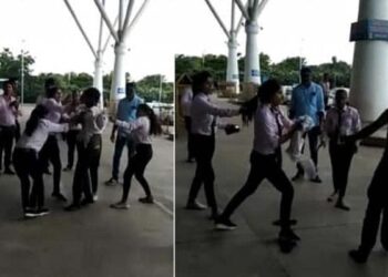 Girls Beat A Boy Fiercely At Airport, Tore Clothes, Video Went Viral On Social Media