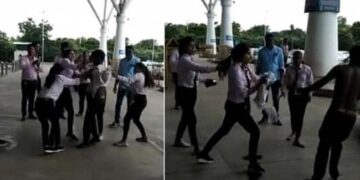 Girls Beat A Boy Fiercely At Airport, Tore Clothes, Video Went Viral On Social Media