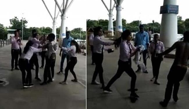 Girls Beat A Boy Fiercely At Airport, Tore Clothes, Video Went Viral On Social Media
