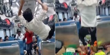 Spiderman In India This Boy Moved Across A Crowded Train Compartment Like A Spiderman Internet Shcoked To See It Watch Viral Video