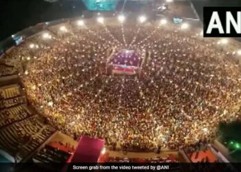Amazing Drone Footage Of Navratri Garba In Gujarat Watch Viral Video