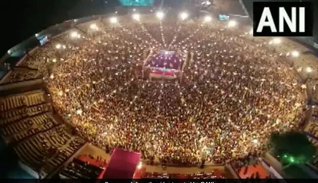 Amazing Drone Footage Of Navratri Garba In Gujarat Watch Viral Video