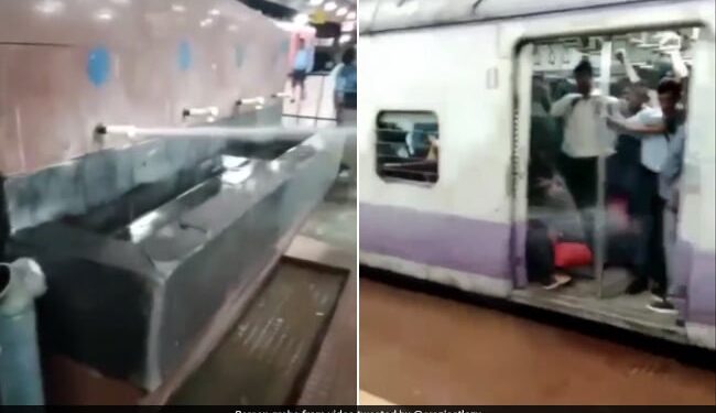 Viral Video Broken Tap At Railway Station Give Passengers Uninvited Shower Internet Calls It Auto Cleaning System – VIDEO: रेलवे स्टेशन पर टूटे नल से निकला पानी का फव्वारा, यूजर्स बोले- ये है ऑटो क्लिनिंग सिस्टम