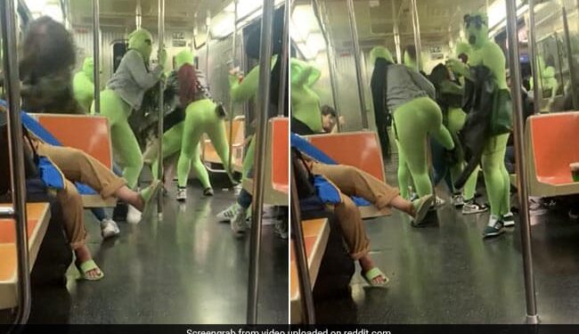 Watch Video: Group Of Women Wearing Neon Green Jumpsuits Attack And Rob Two Teens On New York Subway