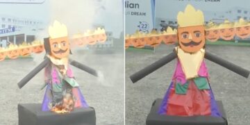 Students Find Smart Way To Burn Ravana Effigy Using Mobile Phone In UP Watch Viral Video – मोबाइल का एक बटन दबाते ही जलने लगेगा रावण का पुतला, छात्रों ने खोजा ‘स्मार्ट तरीका’